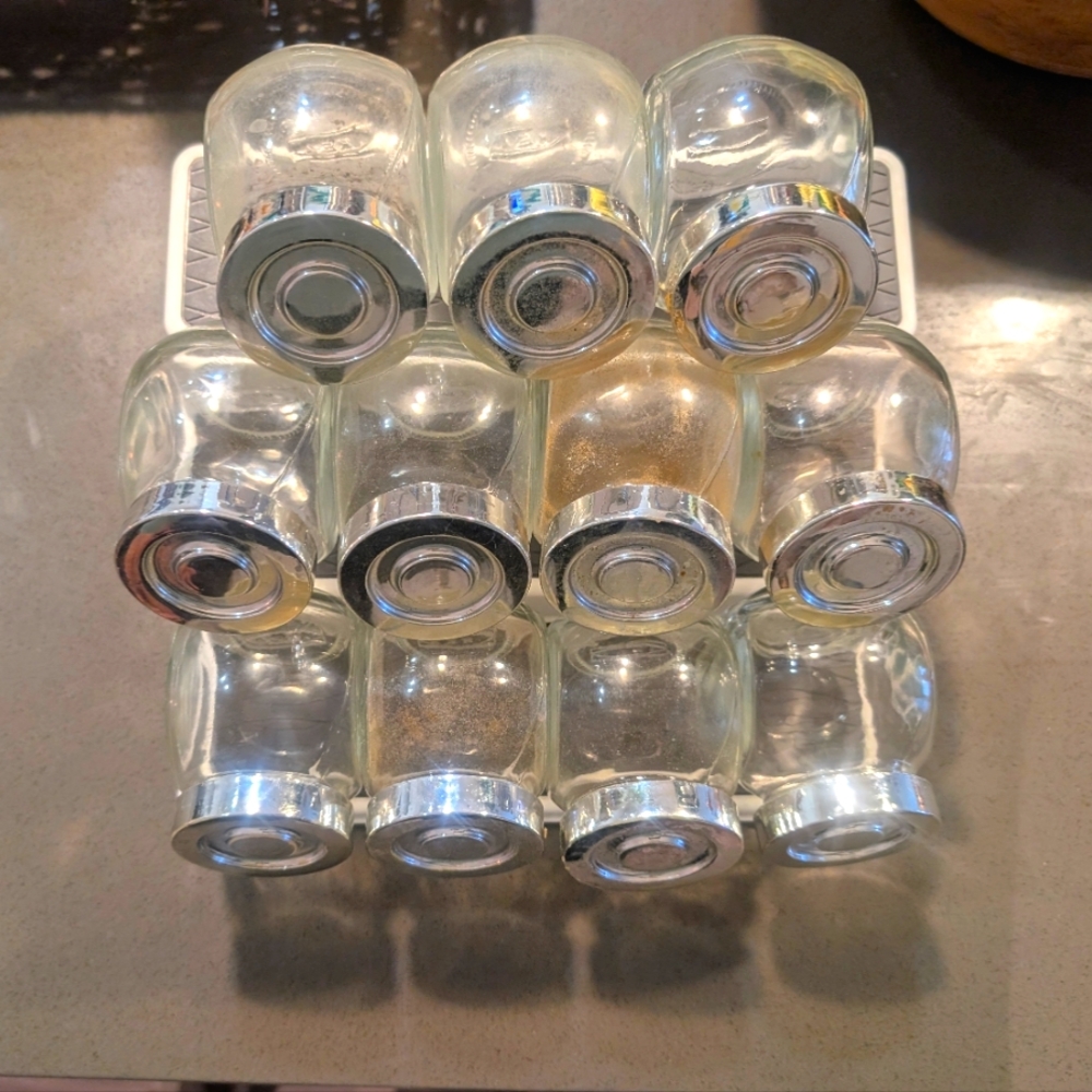 IKEA Glass Spice Jar Set with Silver Lids